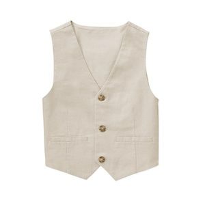 Gymboree Boy Light Khaki Linen Vest NWT Sz L 10-12